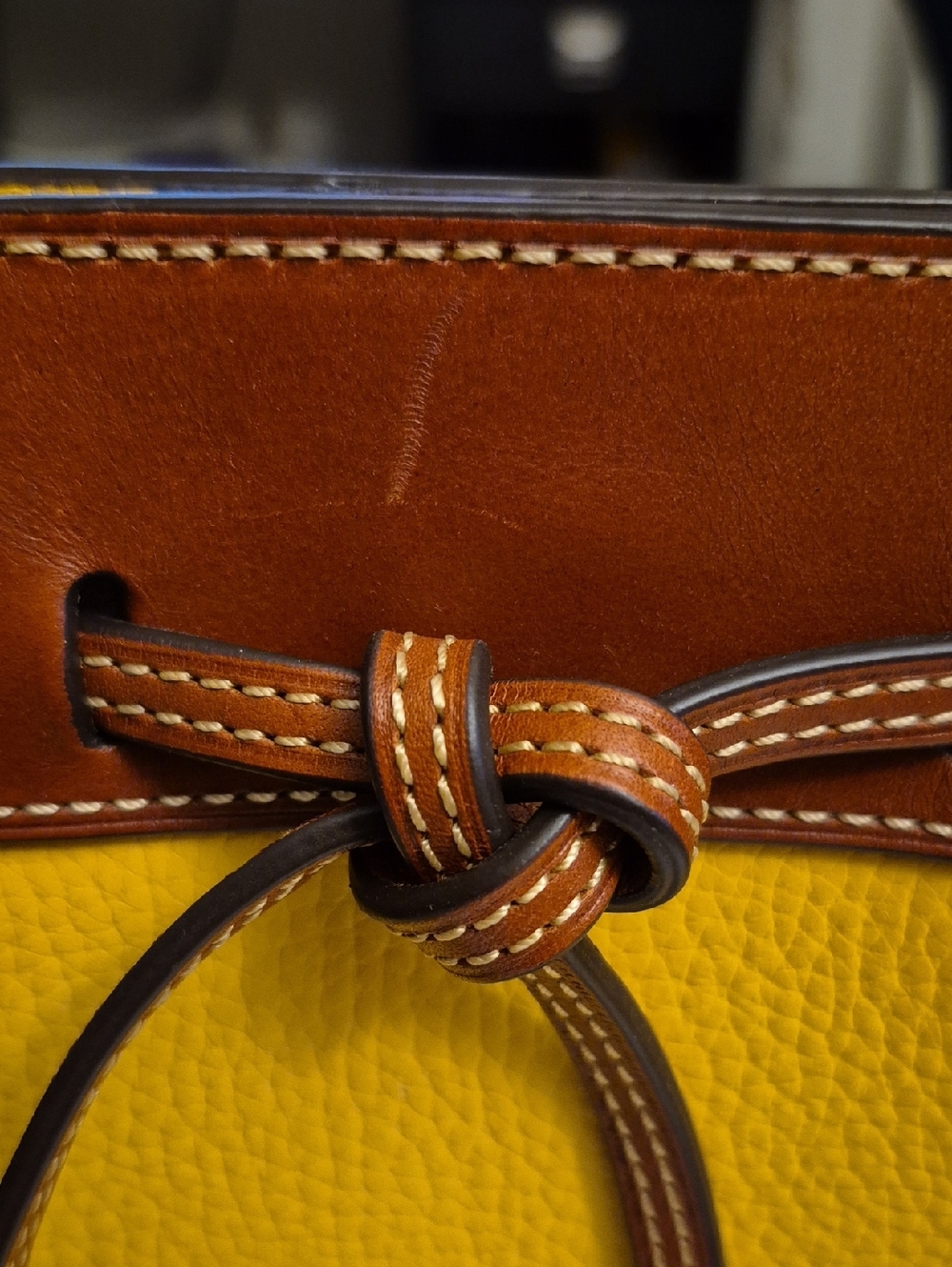 Dooney & Bourke Yellow and Brown Pebbled Leather Satchel (Dustbag Included) - Picture 7 of 14